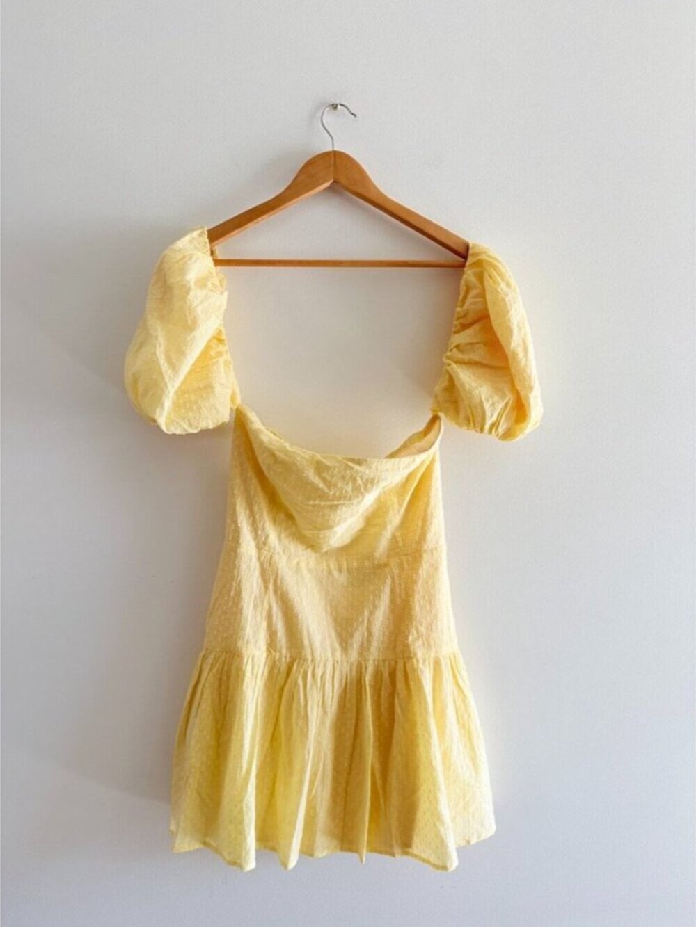 Hello Molly Curious Girl Puff Sleeve Mini Dress Pastel Yellow Size 6/ Medium - Picture 5 of 8